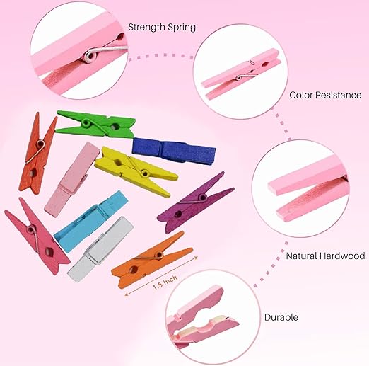 Mini Colorful Natural Wood Pin (Pack of 50)