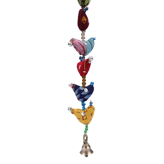 Bell Tota with 30 Small Birds – Handmade Hanging Decoration (Set of 2)