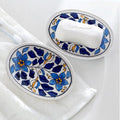 Hand Painted Flower Design Ceramic Soap Dish Tray