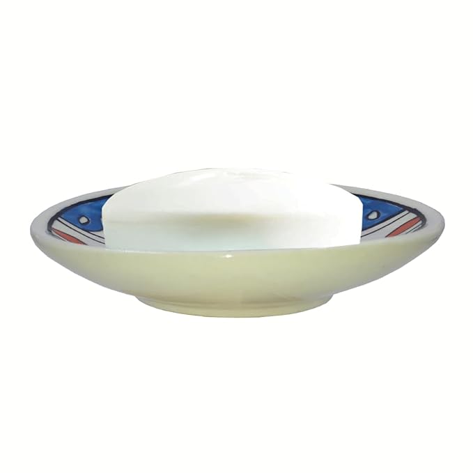 Hand Painted Flower Design Ceramic Soap Dish Tray